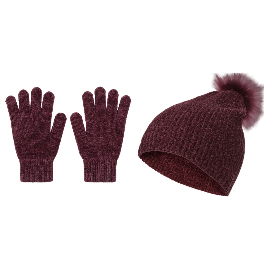 esmara Dames handschoenen en muts (One size, Lila) afbeelding 1