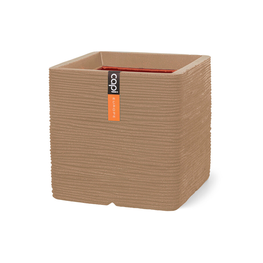 CAPI EUROPE Bloempot vierkant (30 x 30 x 30 cm, Beige) afbeelding 1