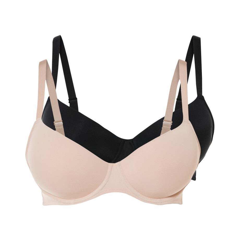 esmara 2 dames BH&apos;s (Zwart/beige, 90D) afbeelding 1