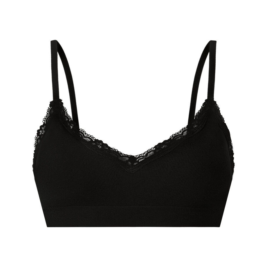 ESMARA Dames geribde bustier met kant (Zwart, M (40/42)) ESMARA Dames geribde bustier met kant (Zwart, M (40/42)) afbeelding 1