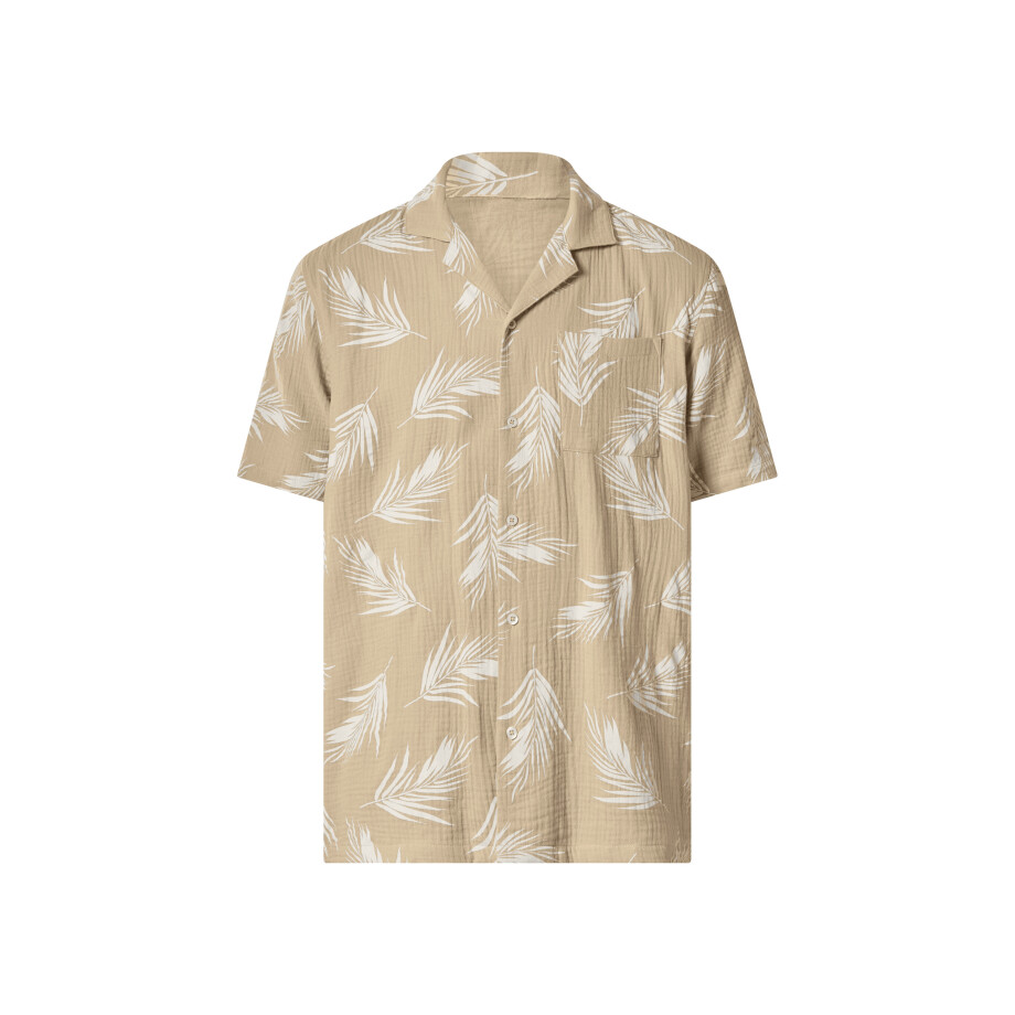 ESMARA MEN Mousseline heren overhemd (Beige/print, M) ESMARA MEN Mousseline heren overhemd (Beige/print, M) afbeelding 1