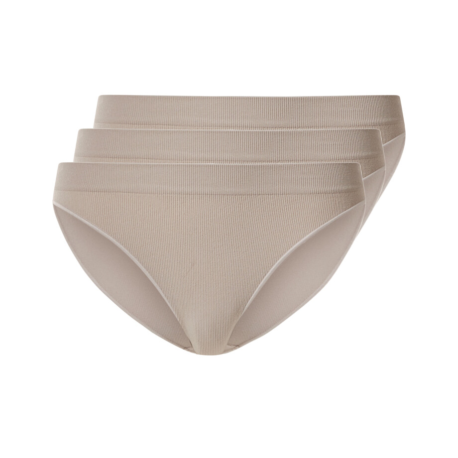 esmara Set van 3 geribde dames onderbroeken (Beige, M (40/42)) afbeelding 1