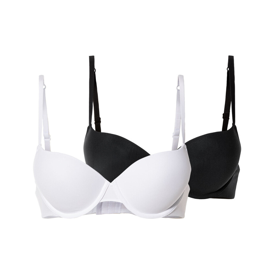 esmara Dames push-up beha&apos;s (70A, Zwart/wit) afbeelding 1
