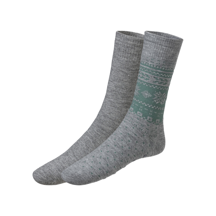 LIVERGY 2 paar heren thermosokken (43-46, Grijs/groen) LIVERGY 2 paar heren thermosokken (43-46, Grijs/groen) afbeelding 1