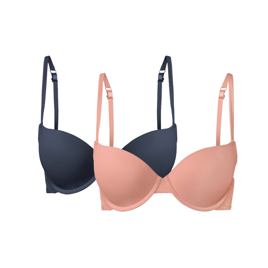 esmara T-Shirt BH, 2 stuks, met gevoerde cups (Donkerblauw/lichtroze, 80B) esmara T-Shirt BH, 2 stuks, met gevoerde cups (Donkerblauw/lichtroze, 80B) afbeelding 1
