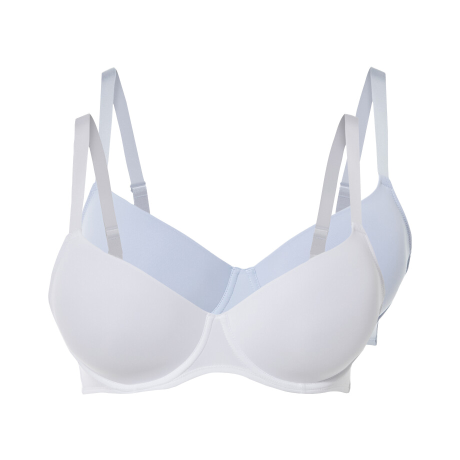 esmara 2 dames BH&apos;s (Blauw/wit, 90E) afbeelding 1