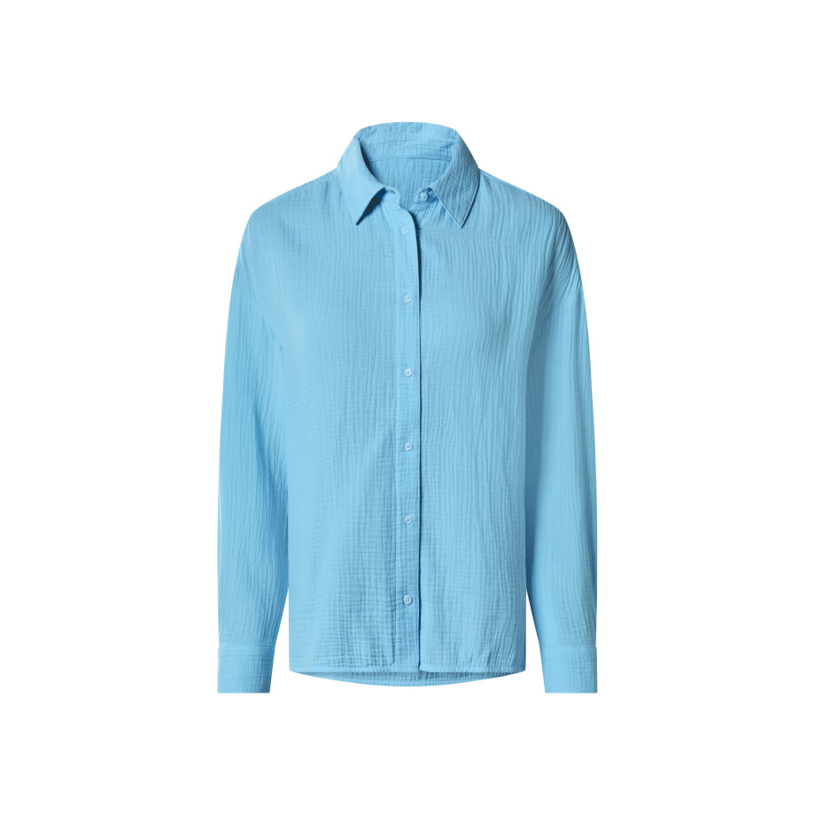 esmara Mousseline dames blouse (Blauw, L (44/46)) afbeelding 1