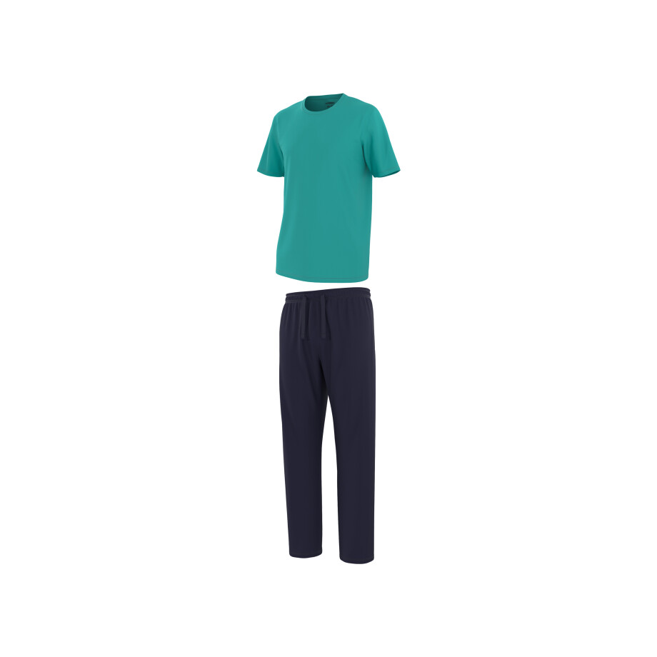 LIVERGY Heren pyjama (Groen/donkerblauw, L) afbeelding 1