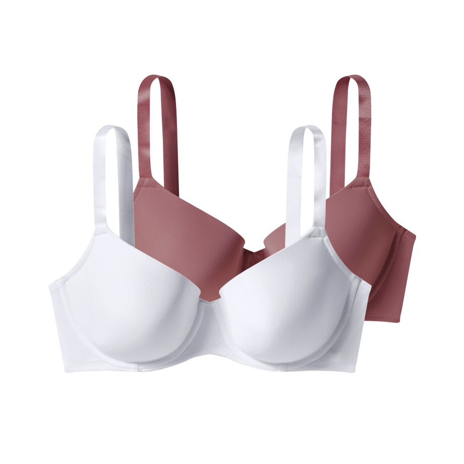esmara Set van 2 dames-BH&apos;s - Plus size (Roze/wit, 90C) afbeelding 1
