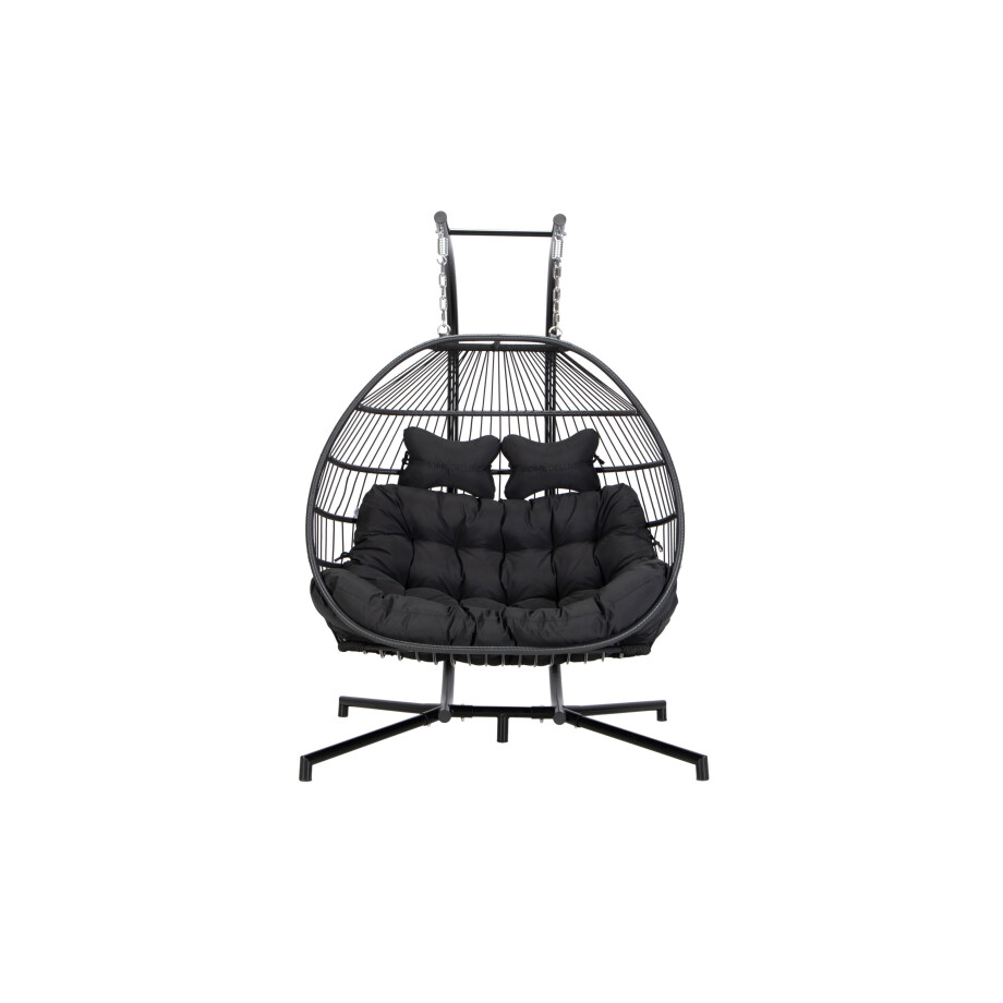 HOME DELUXE Hangstoel met frame Loma (2-zits, Zwart) afbeelding 1