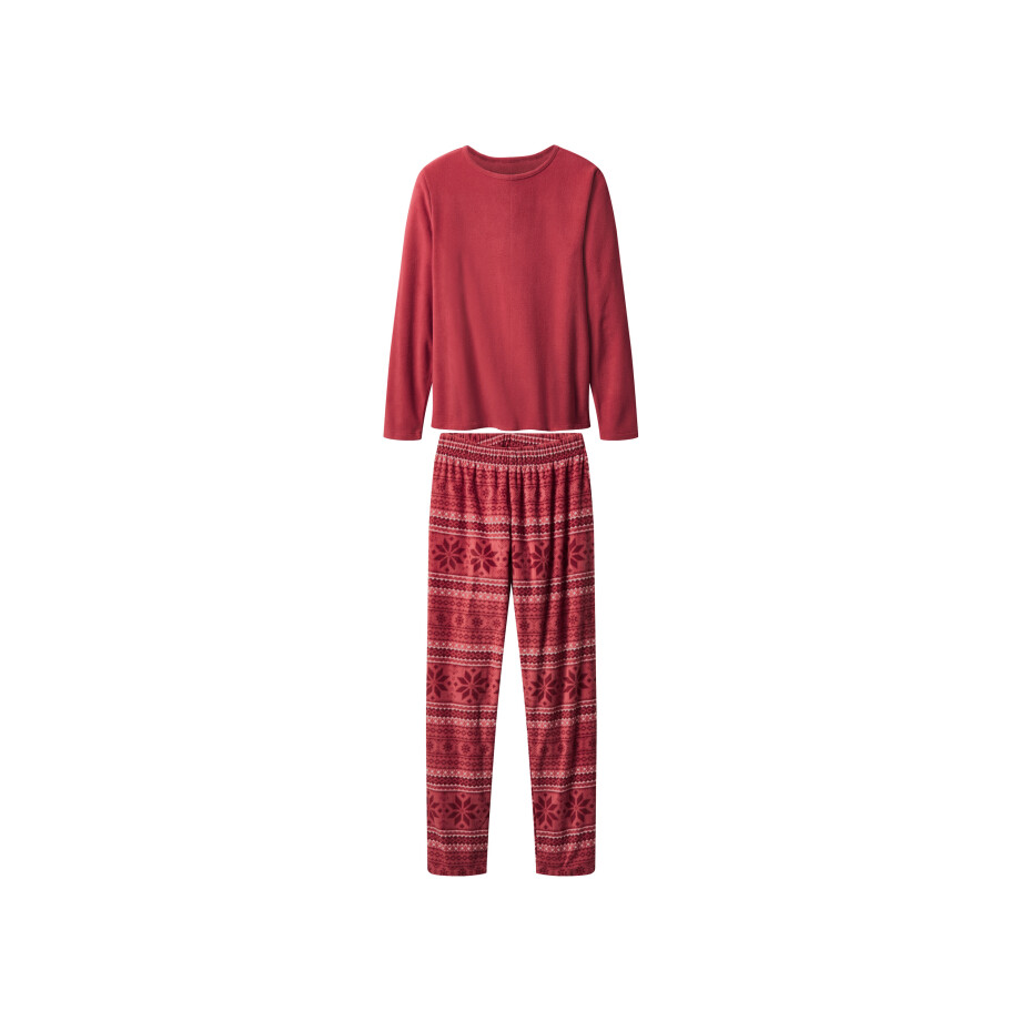esmara Fleece dames pyjama (Rood, XS (32/34)) afbeelding 1