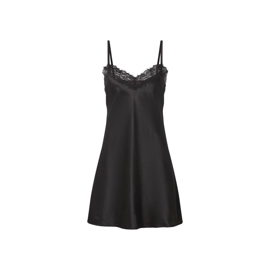 esmara Satijnen dames nachthemd (Zwart, 40) afbeelding 1