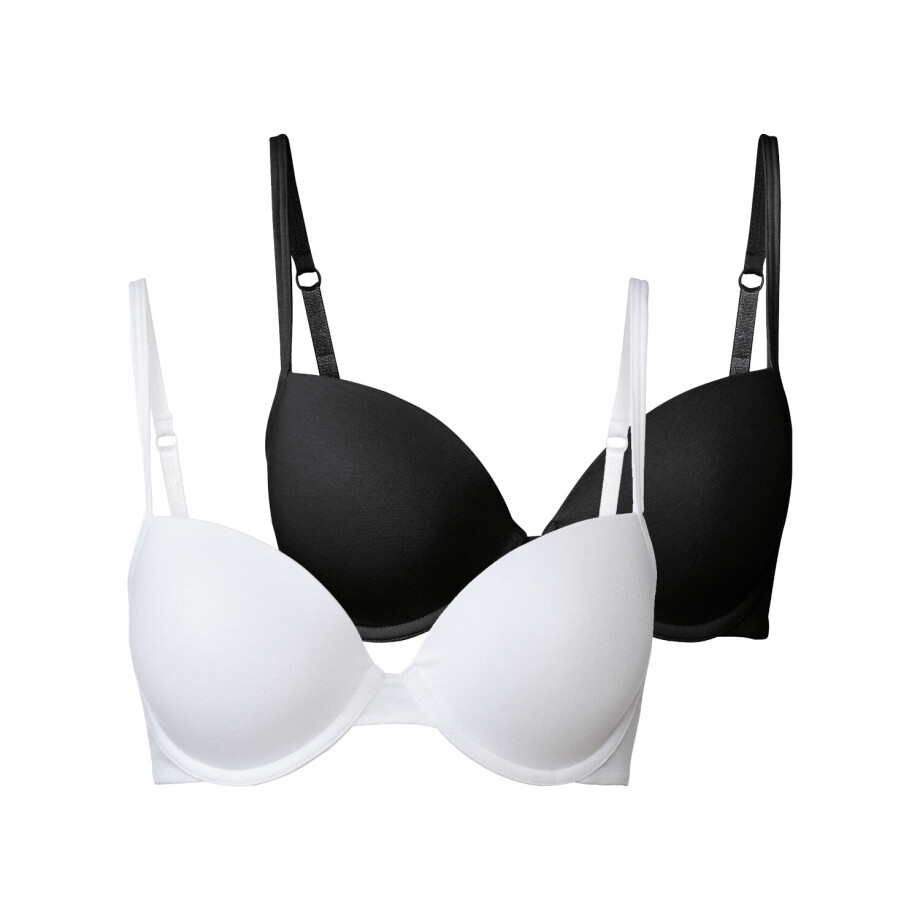 esmara 2 dames beugel BH's (Zwart/wit, 85B) afbeelding 1