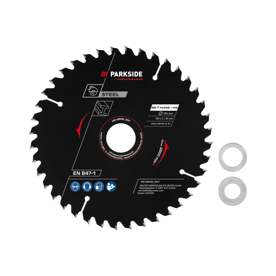 PARKSIDE PERFORMANCE Cirkelzaagblad 190 mm (Staal 40 tanden) afbeelding 