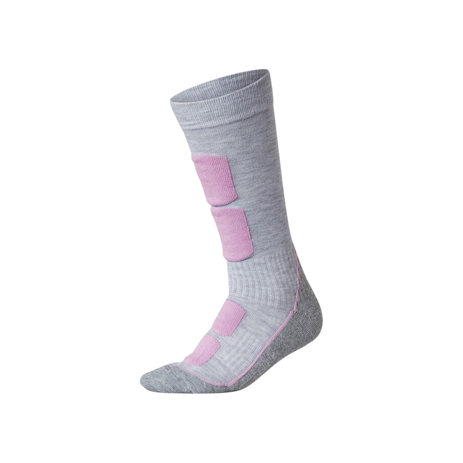 esmara Dames thermo sportsokken (lichtgrijs/paars, 39/40) afbeelding 1
