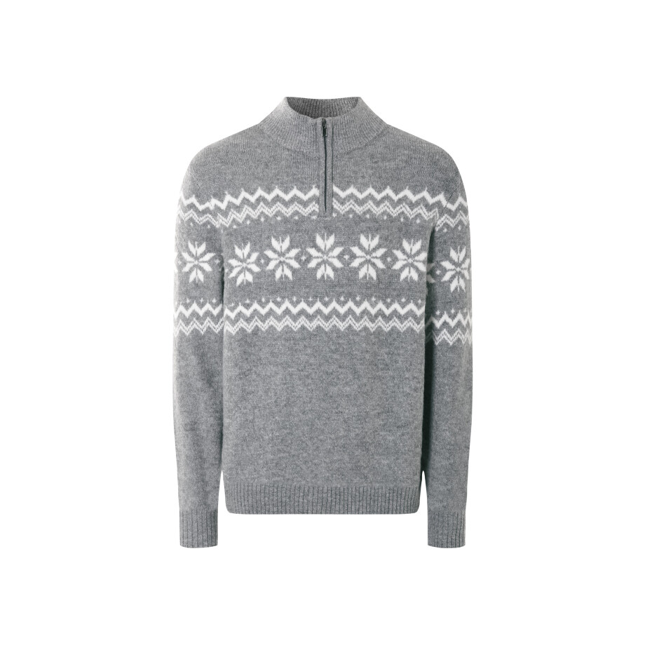 LIVERGY Gebreide heren trui (Grijs/wit, S) afbeelding 1