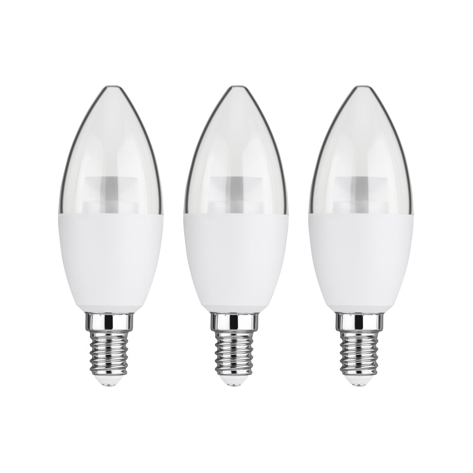 LIVARNO home 2 of 3 LED-lampen (4,9W E14 kaars, set van 3, Transparant) LIVARNO home 2 of 3 LED-lampen (4,9W E14 kaars, set van 3, Transparant) afbeelding 1