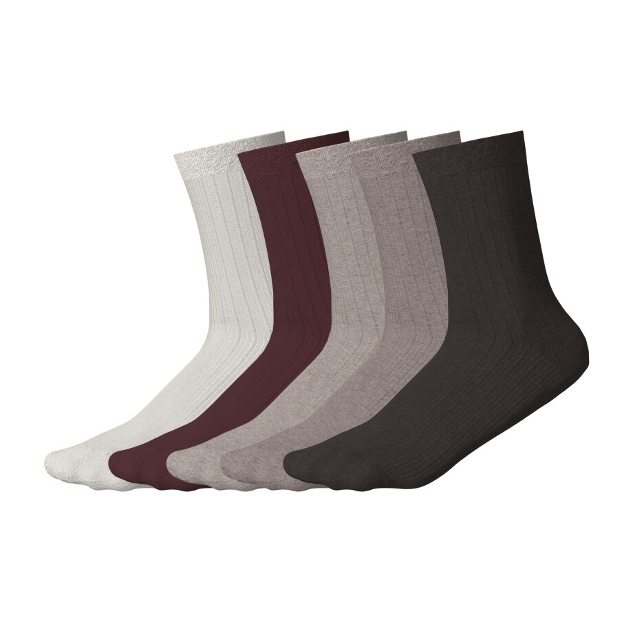 ESMARA 5 Paar dames sokken (zand/beige/bruin/wit/rood, 39-42) afbeelding 1