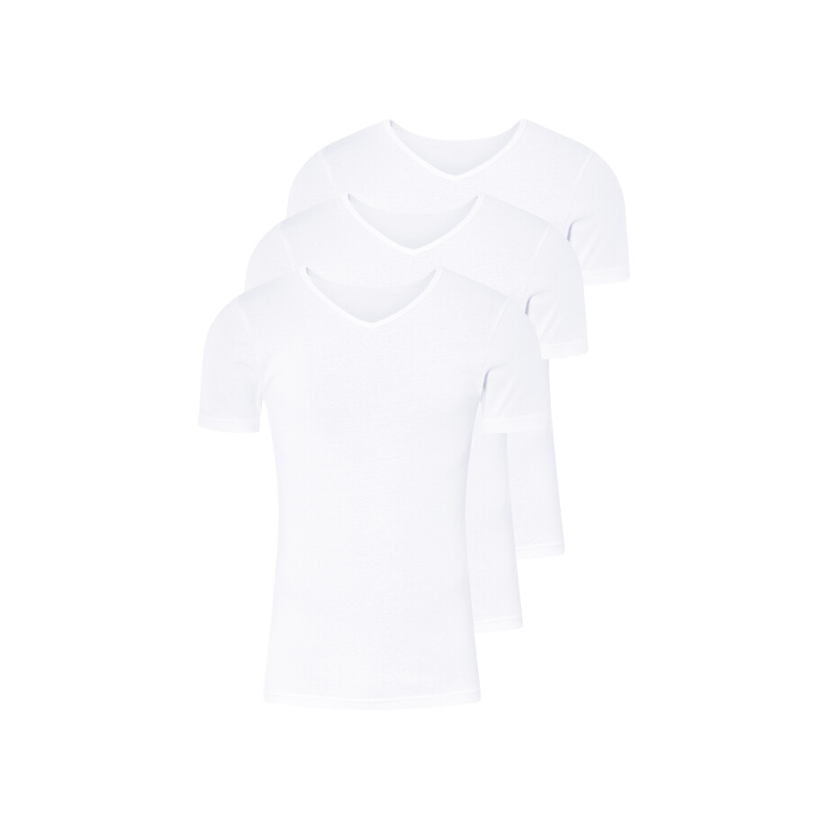 LIVERGY Herensinglets fijn rib, 3-pack (V-hals, S, Wit) LIVERGY Herensinglets fijn rib, 3-pack (V-hals, S, Wit) afbeelding 1