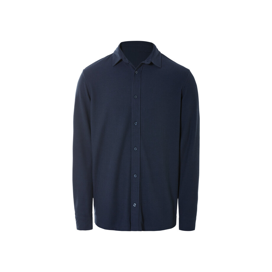 LIVERGY Heren overhemd (Marineblauw, L) afbeelding 1
