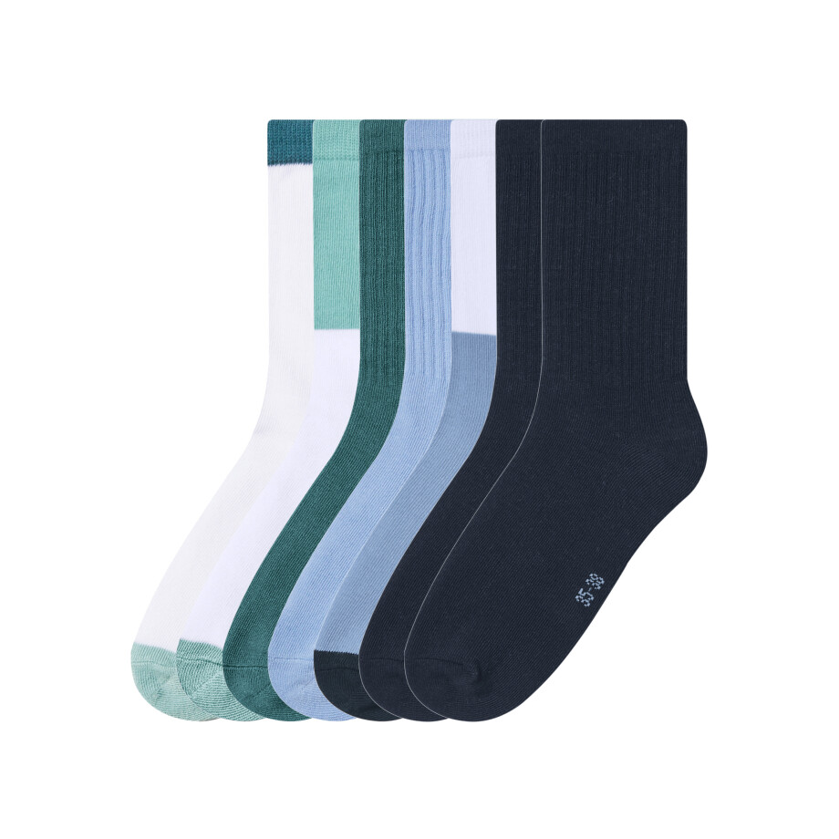 Esmara Kids 7 Paar kinder sokken (petrol/blauw/marineblauw, 39-42) afbeelding 1