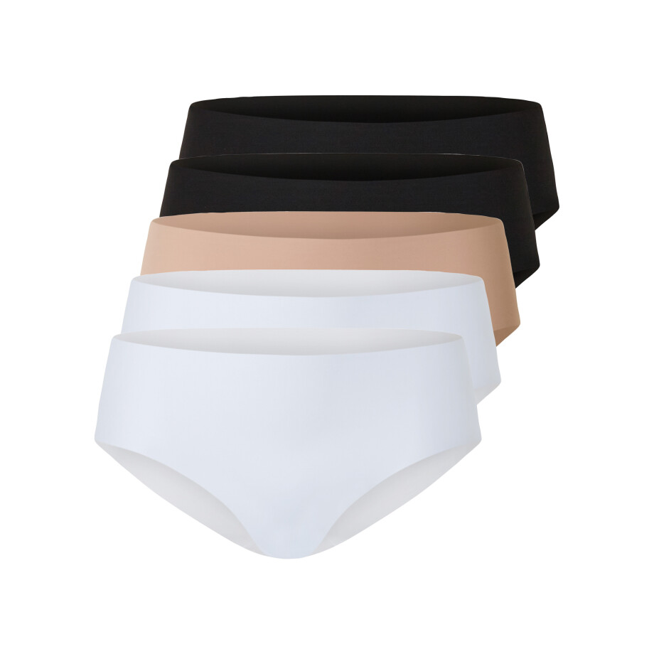 esmara 5 hipsters (M (40/42), Zwart/beige/wit) afbeelding 1