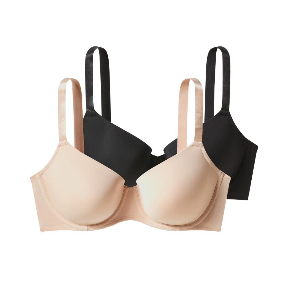 esmara Set van 2 dames-BH&apos;s - Plus size (Zwart/beige, 90C) afbeelding 1