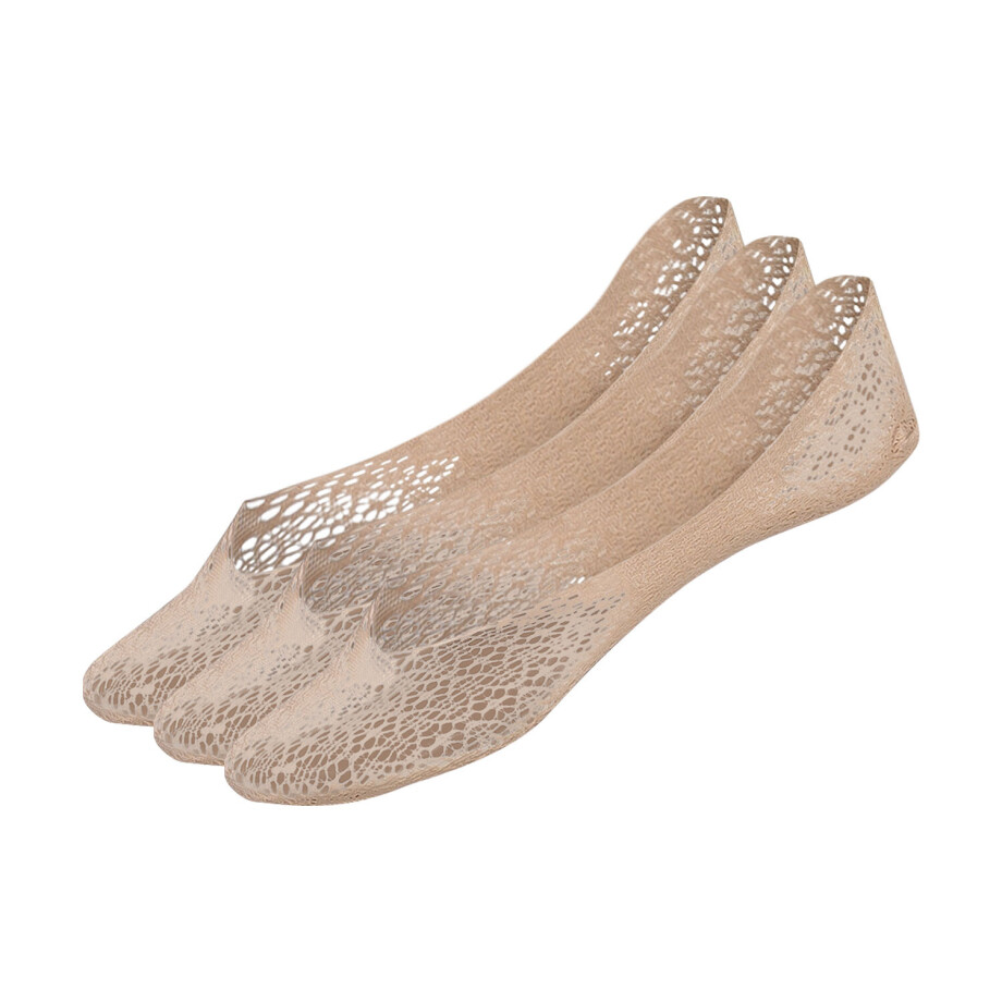 esmara 3 paar sneakersokken (Bloemetjes, Beige, 35-38) afbeelding 1