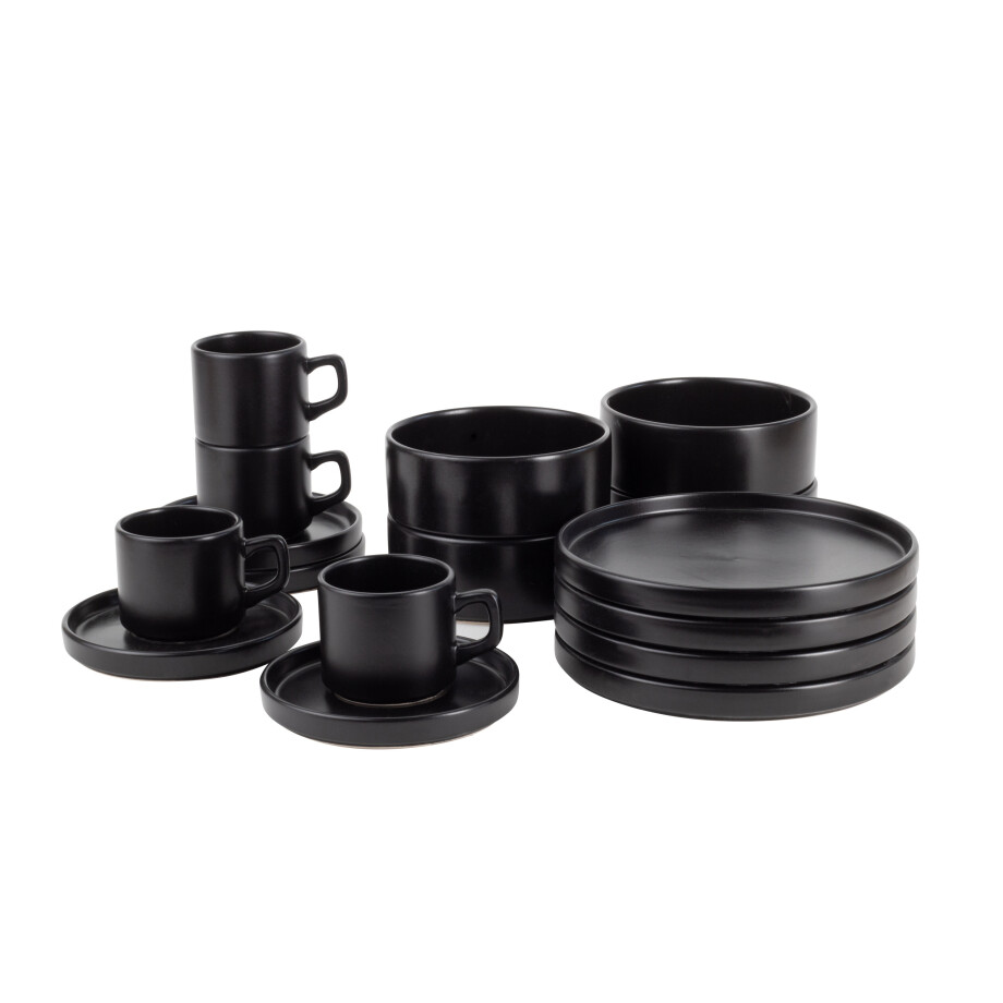 MÖVENPICK Scandinavisch servies van aardewerk, 16-delig. (Zwart) MÖVENPICK Scandinavisch servies van aardewerk, 16-delig. (Zwart) afbeelding 1