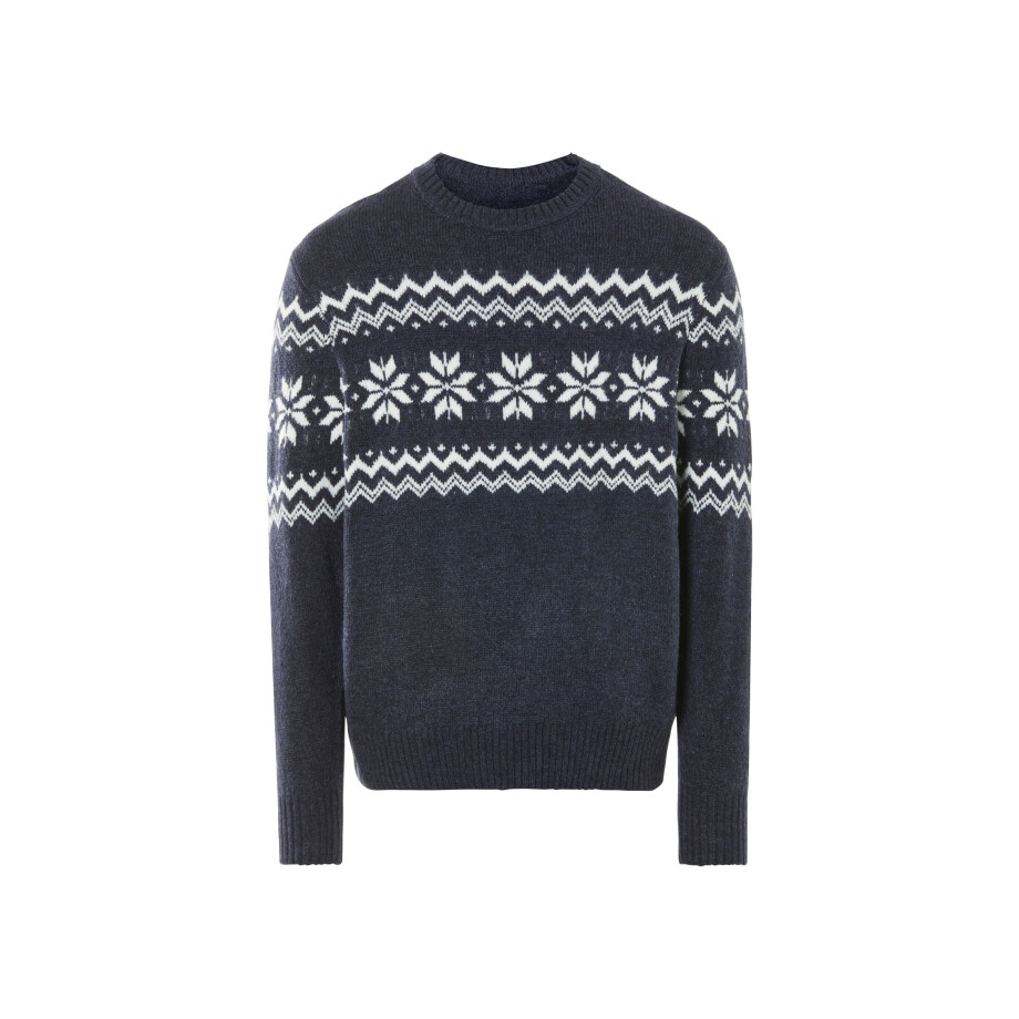 LIVERGY Gebreide heren trui (Donkerblauw/wit, L) afbeelding 1