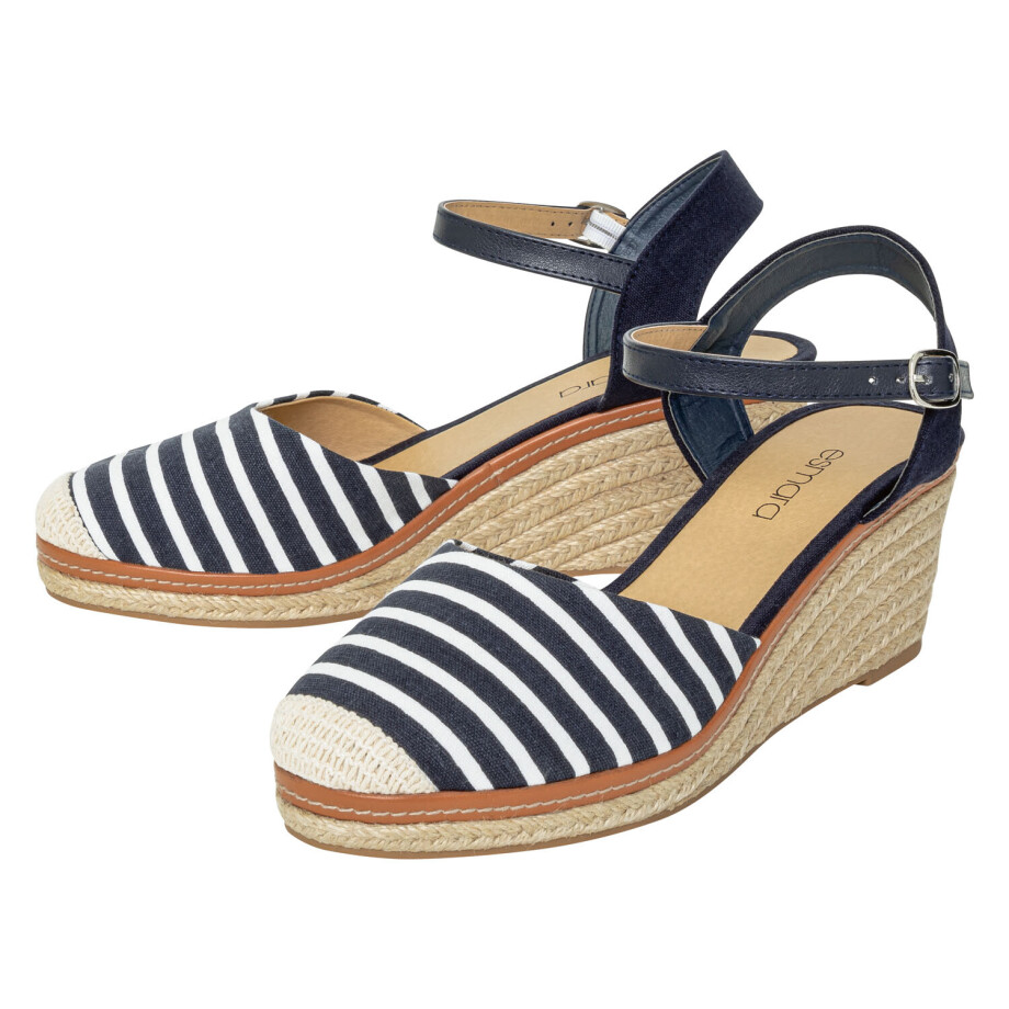 esmara Dames sandalen met sleehak (marine/wit, 39) afbeelding 1