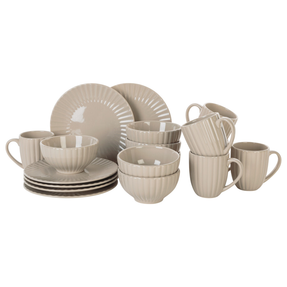 LIVARNO home Serviesset, 18-delig (Beige) LIVARNO home Serviesset, 18-delig (Beige) afbeelding 1