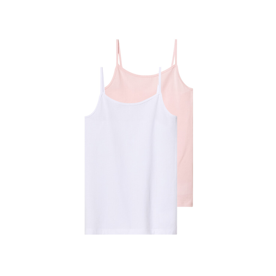 pepperts! Kinder spaghettitops/onderhemden 2-pack (134/140, roze/wit) afbeelding 1