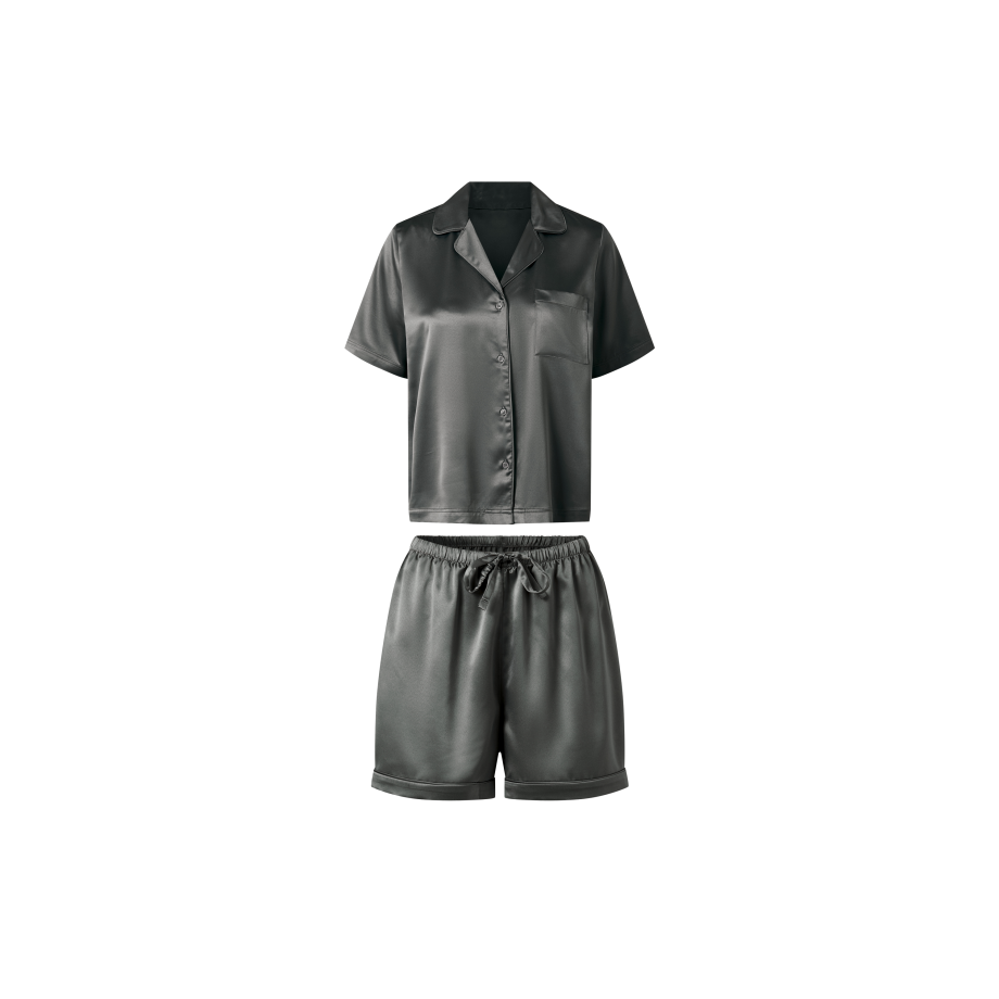 esmara Satijnen dames pyjama (Grijs, XS (32/34)) afbeelding 1