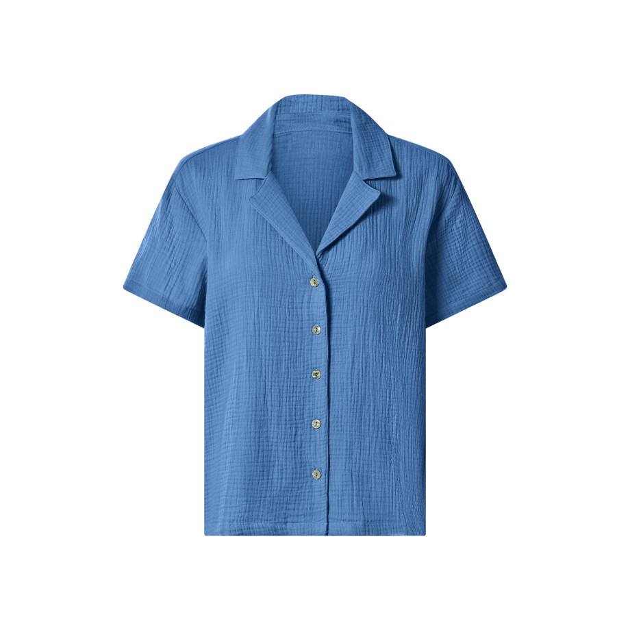 esmara Mousseline dames blouse - korte mouwen (Blauw, S (36/38)) afbeelding 1