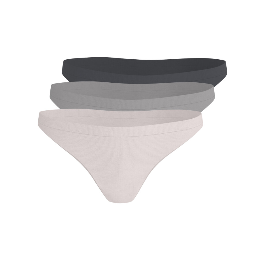 ESMARA Dames strings, 3 stuks, seamless (Grijs/roze, M (40/42)) afbeelding 1
