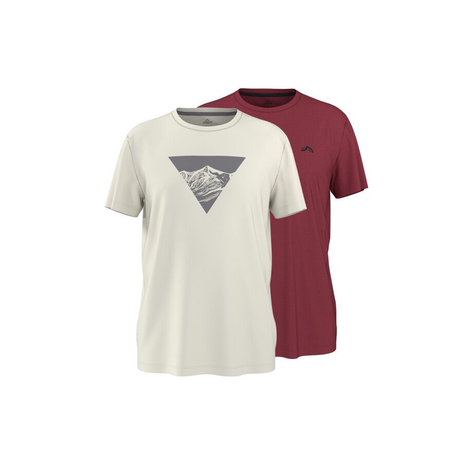 CRIVIT Set van 2 heren sportshirts met UV-bescherming 50+ (Rood/beige, M) afbeelding 1
