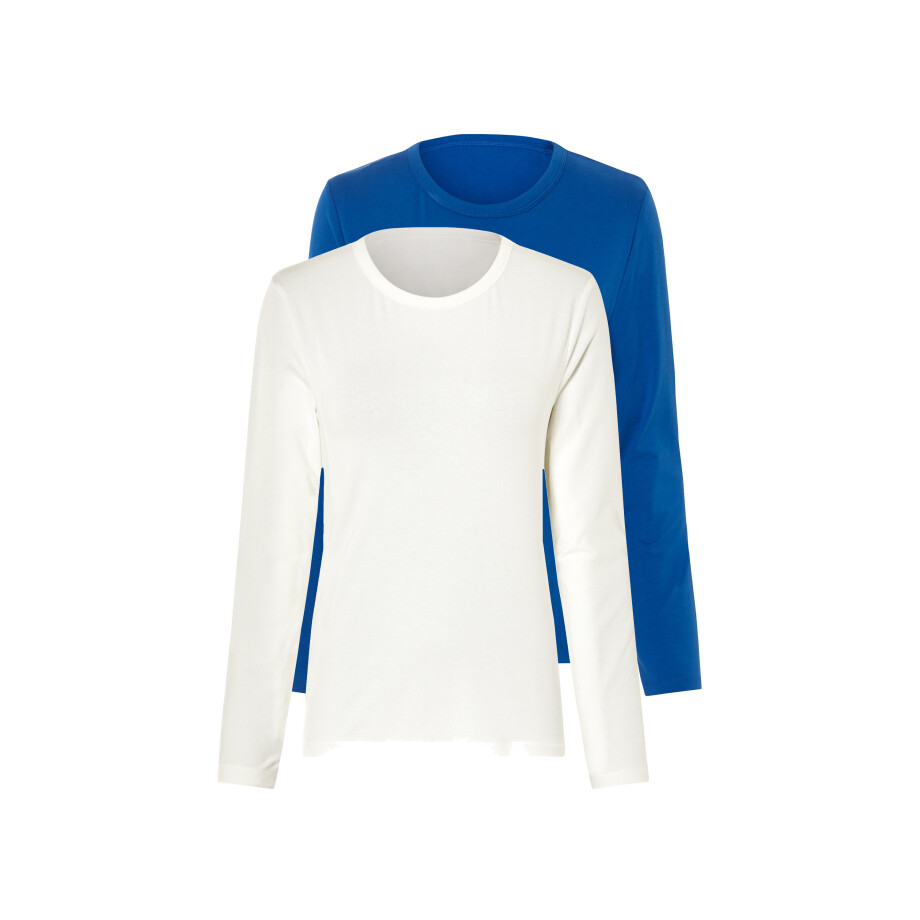 esmara 2 dames shirts (Blauw/wit, XS (32/34)) afbeelding 1