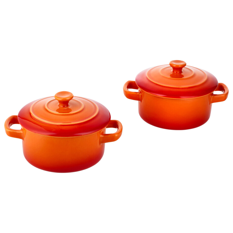 SILVERCREST 2 Kleine ovenschaaltjes, met deksel (Oranje) afbeelding 1