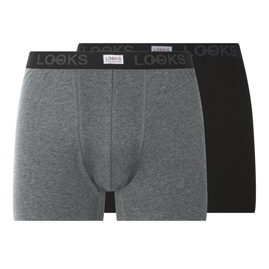 LOOKS by Wolfgang Joop Set van 2 heren boxers (Zwart/antraciet, L) afbeelding 1