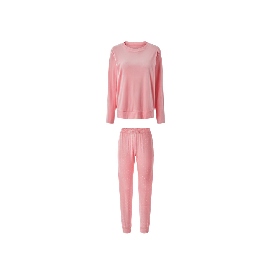 ESMARA Dames velours pyjama (Lichtroze, M (40/42)) afbeelding 1