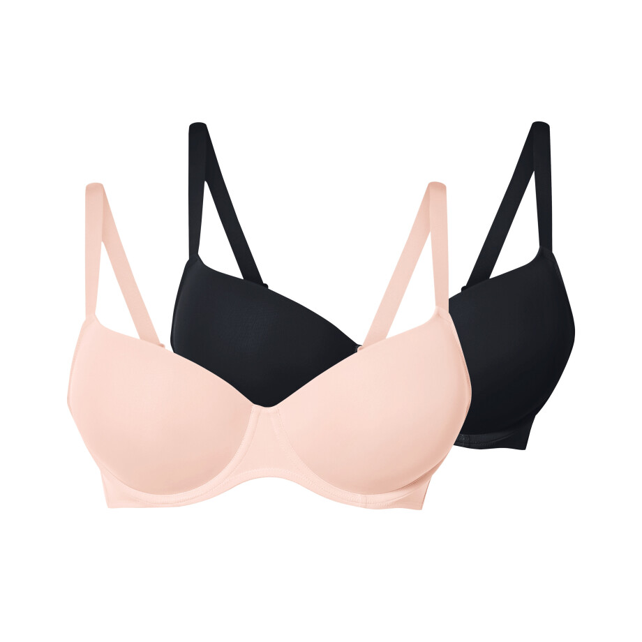 esmara 2 dames BH&apos;s (Zwart/beige, 95D) afbeelding 1