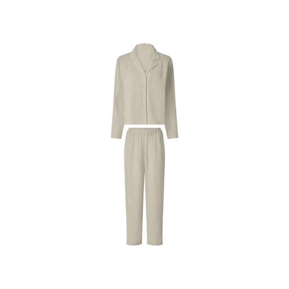 esmara Mousseline dames pyjama (Beige, M (40/42)) afbeelding 1