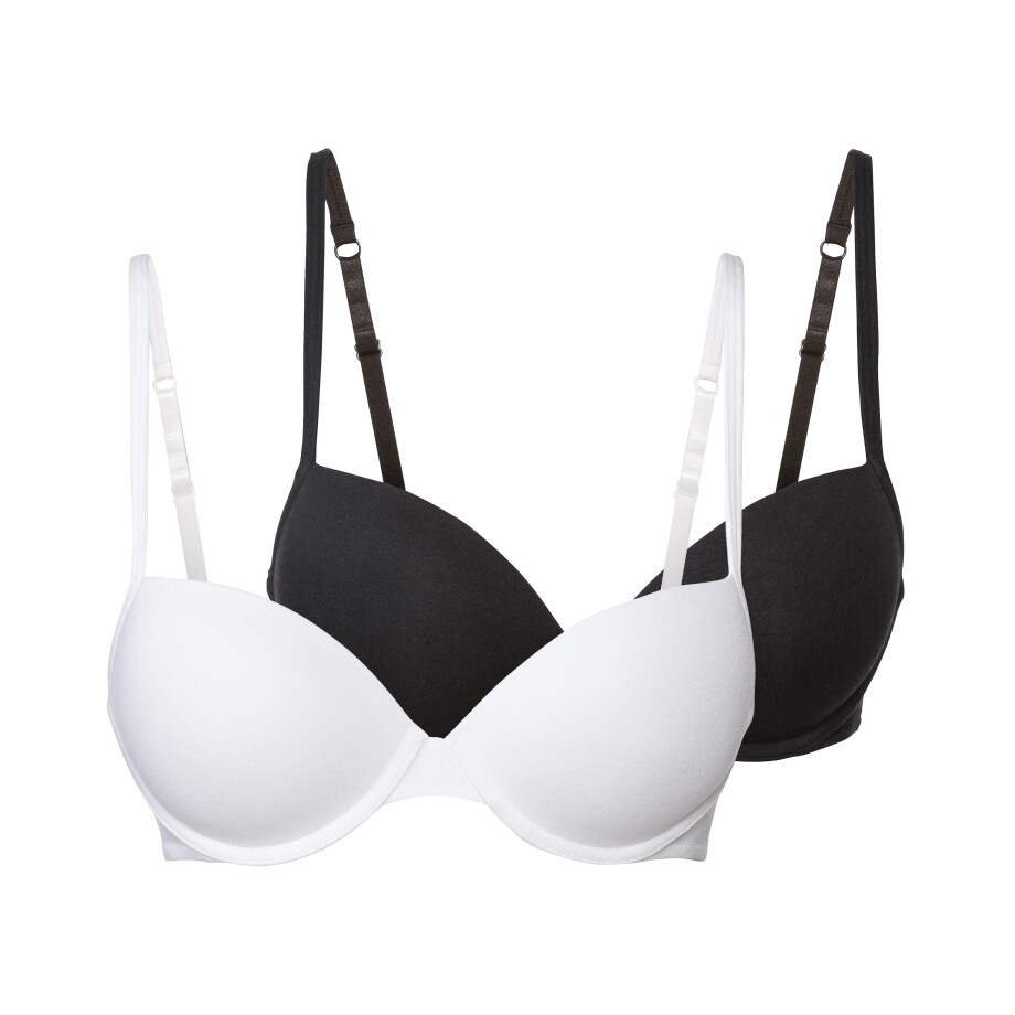 esmara 2 dames beugel BH&apos;s (Zwart/wit, 75B) afbeelding 1