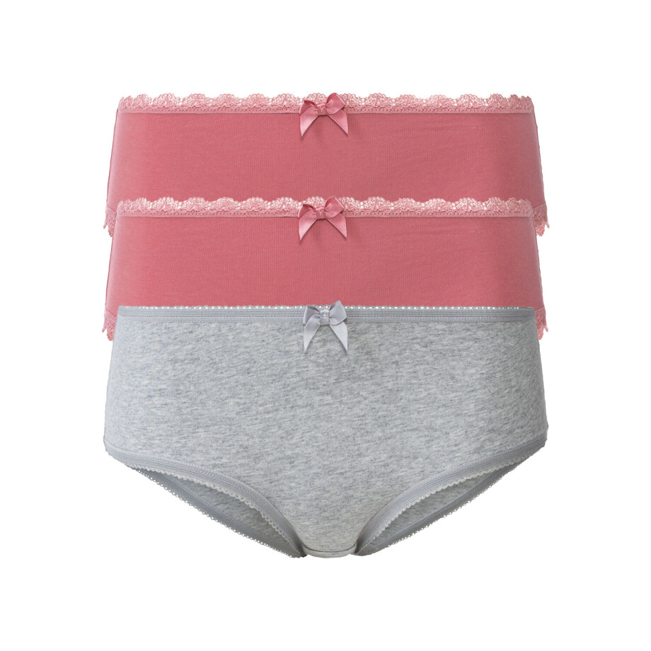 esmara 3 dames hipsters (grijs/roze, XS (32/34)) esmara 3 dames hipsters (grijs/roze, XS (32/34)) afbeelding 1