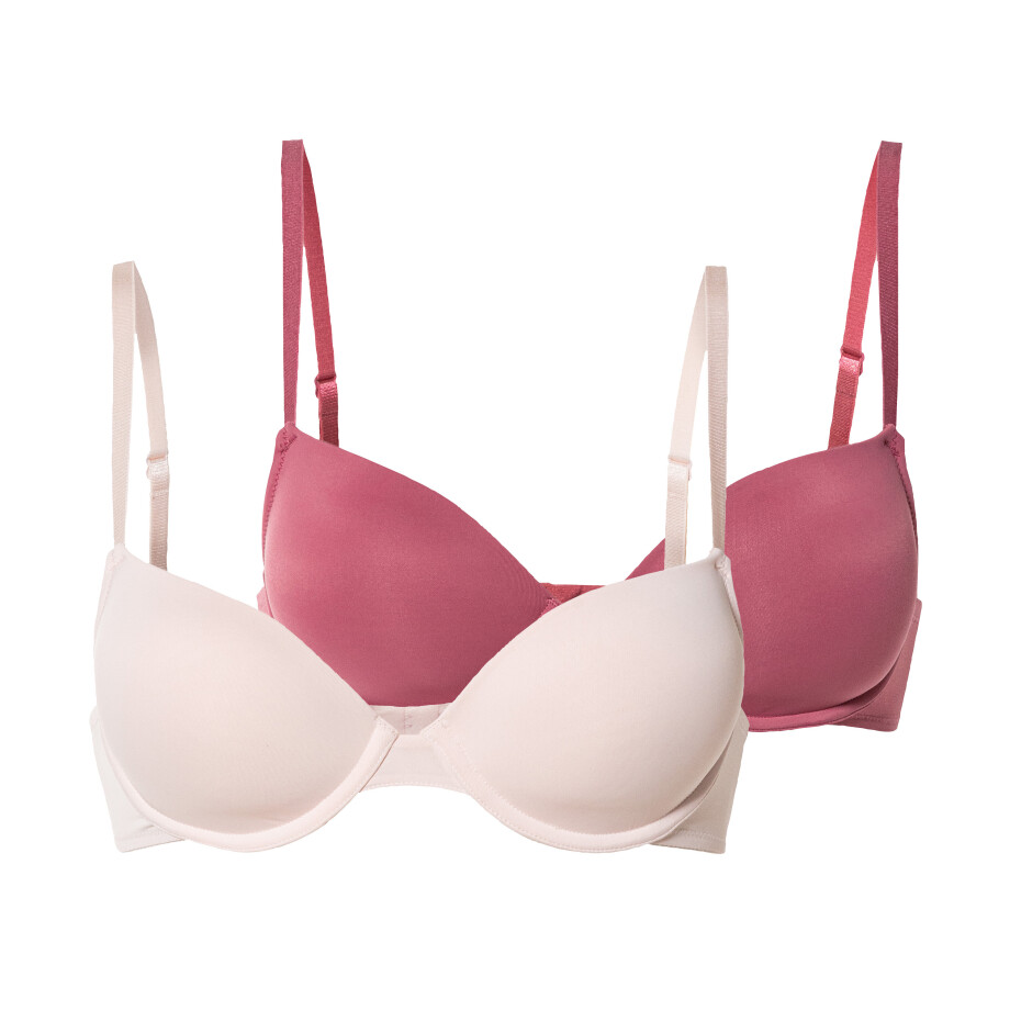 esmara 2 dames beugel bh's (80B, Rood/roze) afbeelding 1