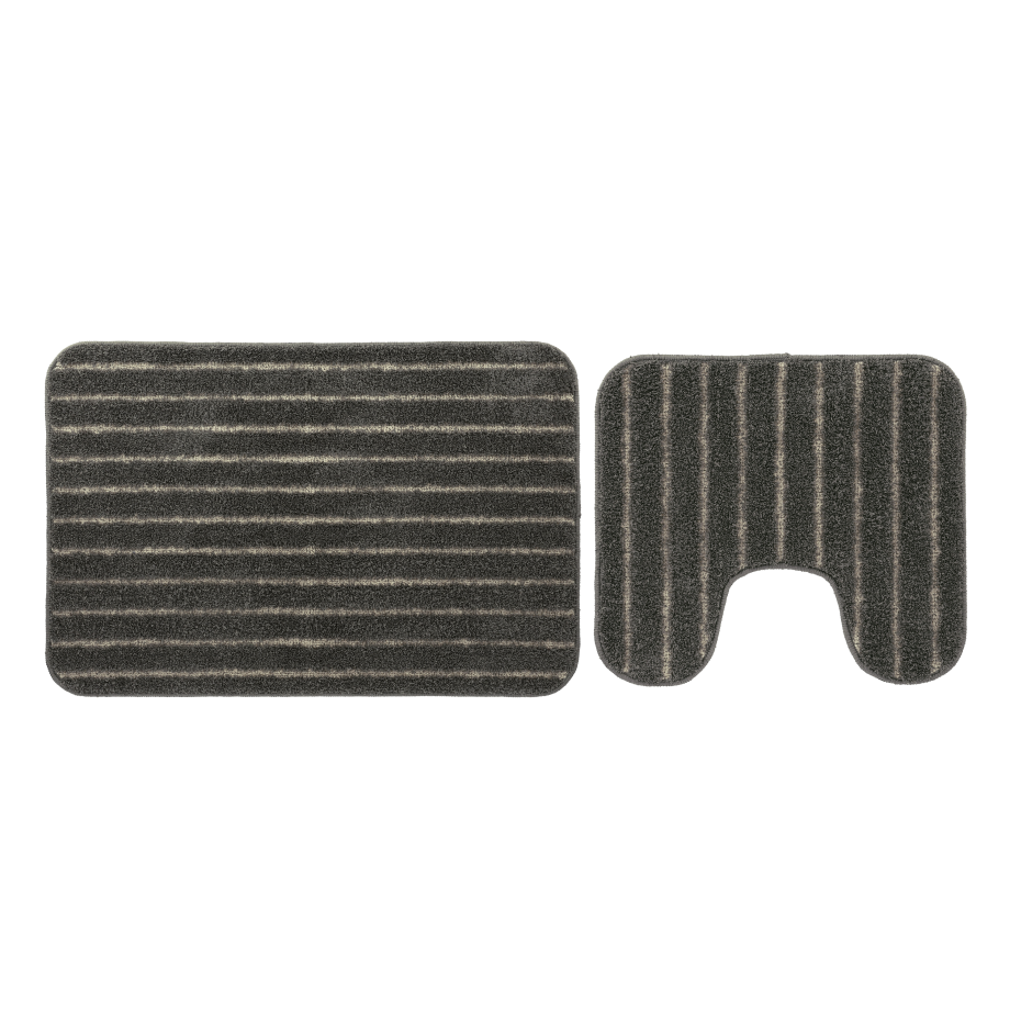 LIVARNO home Bad- en WC-mattenset (grijs met WC-uitsparing) afbeelding 1