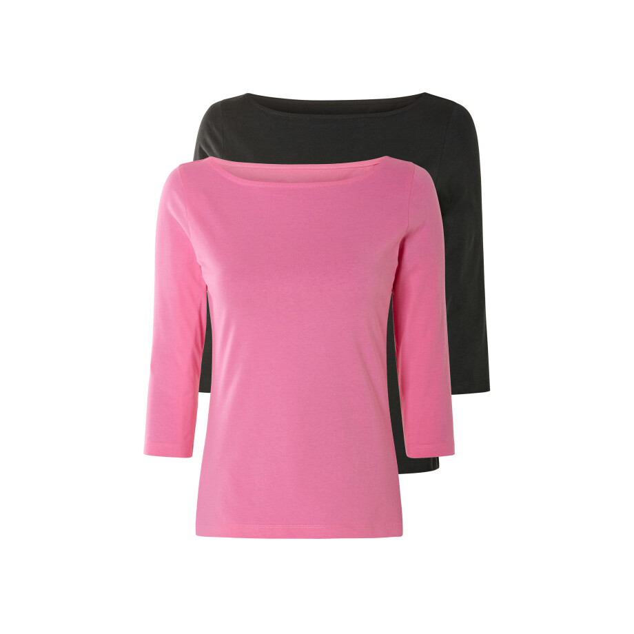 esmara Dames shirt met 3/4 Mouwen (Zwart/roze, XS (32/34)) esmara Dames shirt met 3/4 Mouwen (Zwart/roze, XS (32/34)) afbeelding 1