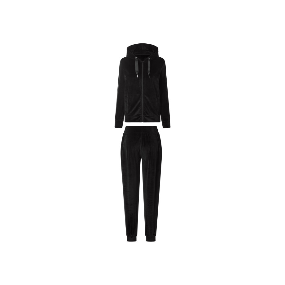 ESMARA Dames velours huispak (Zwart, XS (32/34)) ESMARA Dames velours huispak (Zwart, XS (32/34)) afbeelding 1