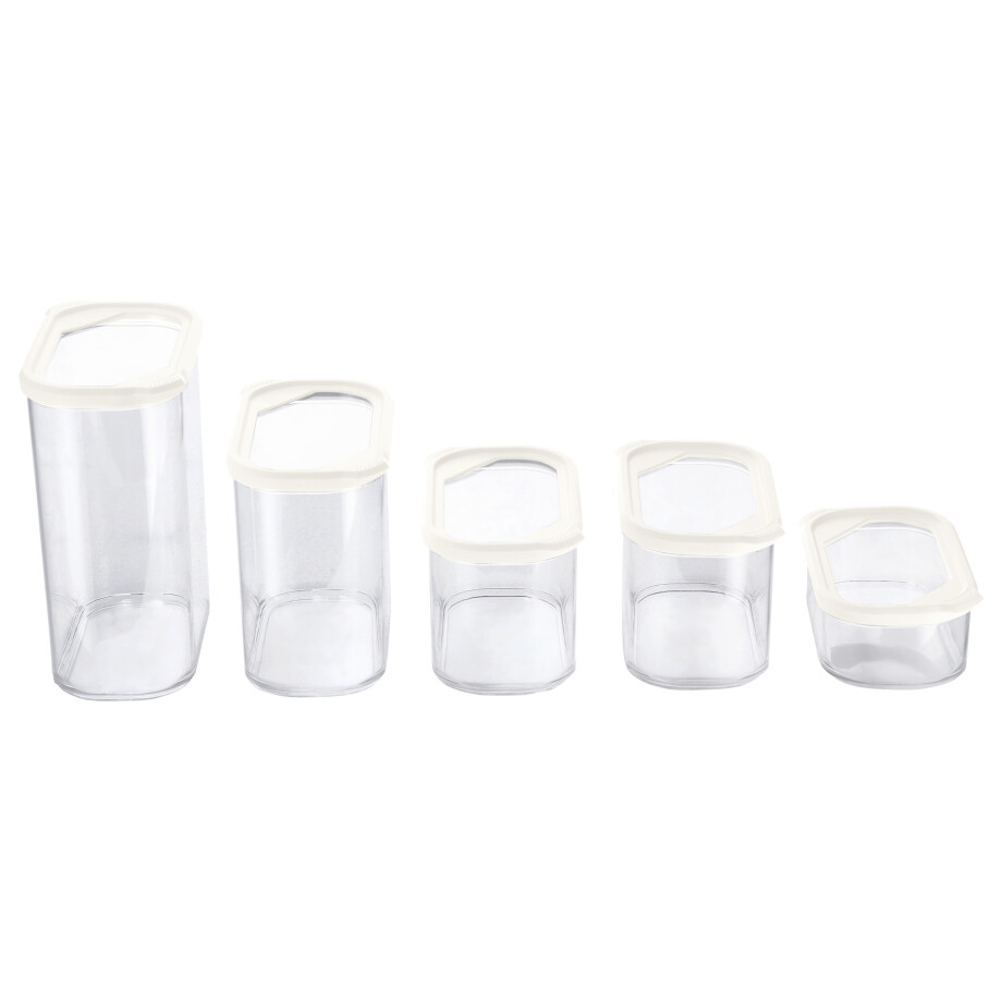 SILVERCREST Set van 5 voorraadpotten (Set van 4 maten/wit) SILVERCREST Set van 5 voorraadpotten (Set van 4 maten/wit) afbeelding 1